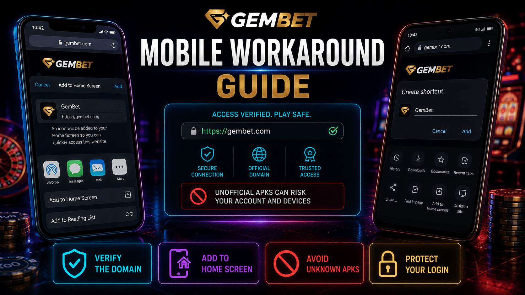 Mobile workaround Gembet SG setup guide