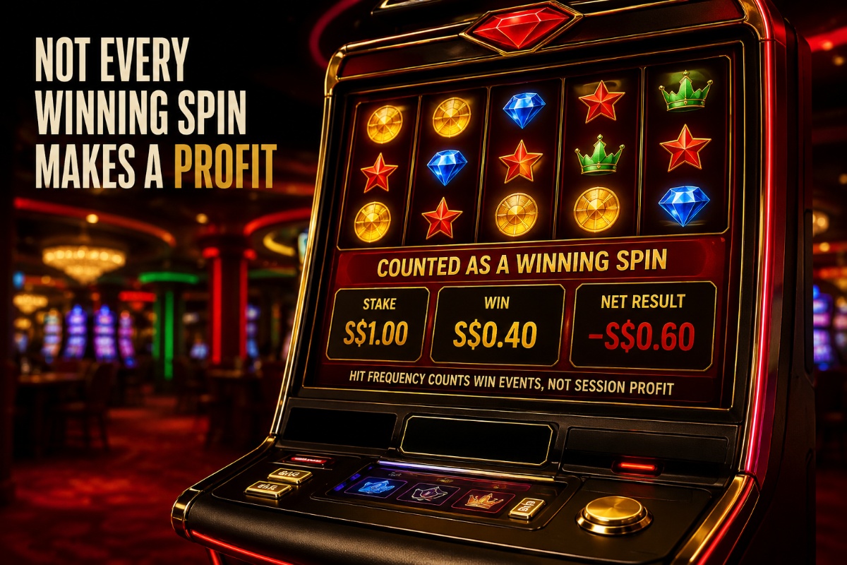 Slot hit frequency shown through winning spins and net profitable results