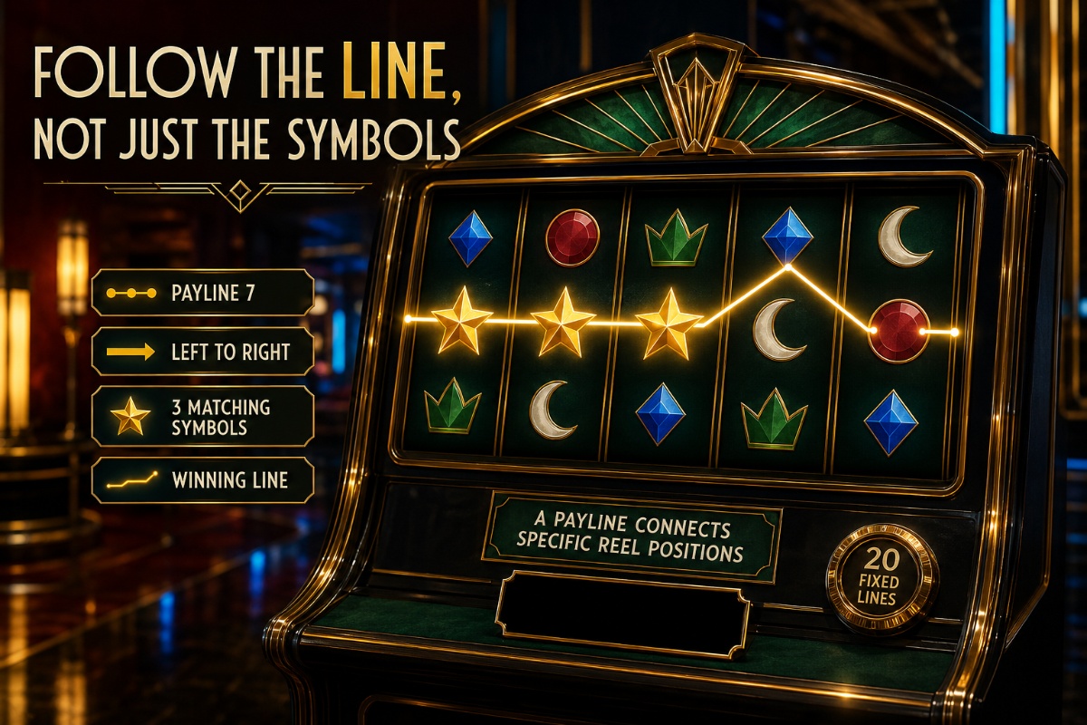 Slot paylines explained through a five-reel winning combination